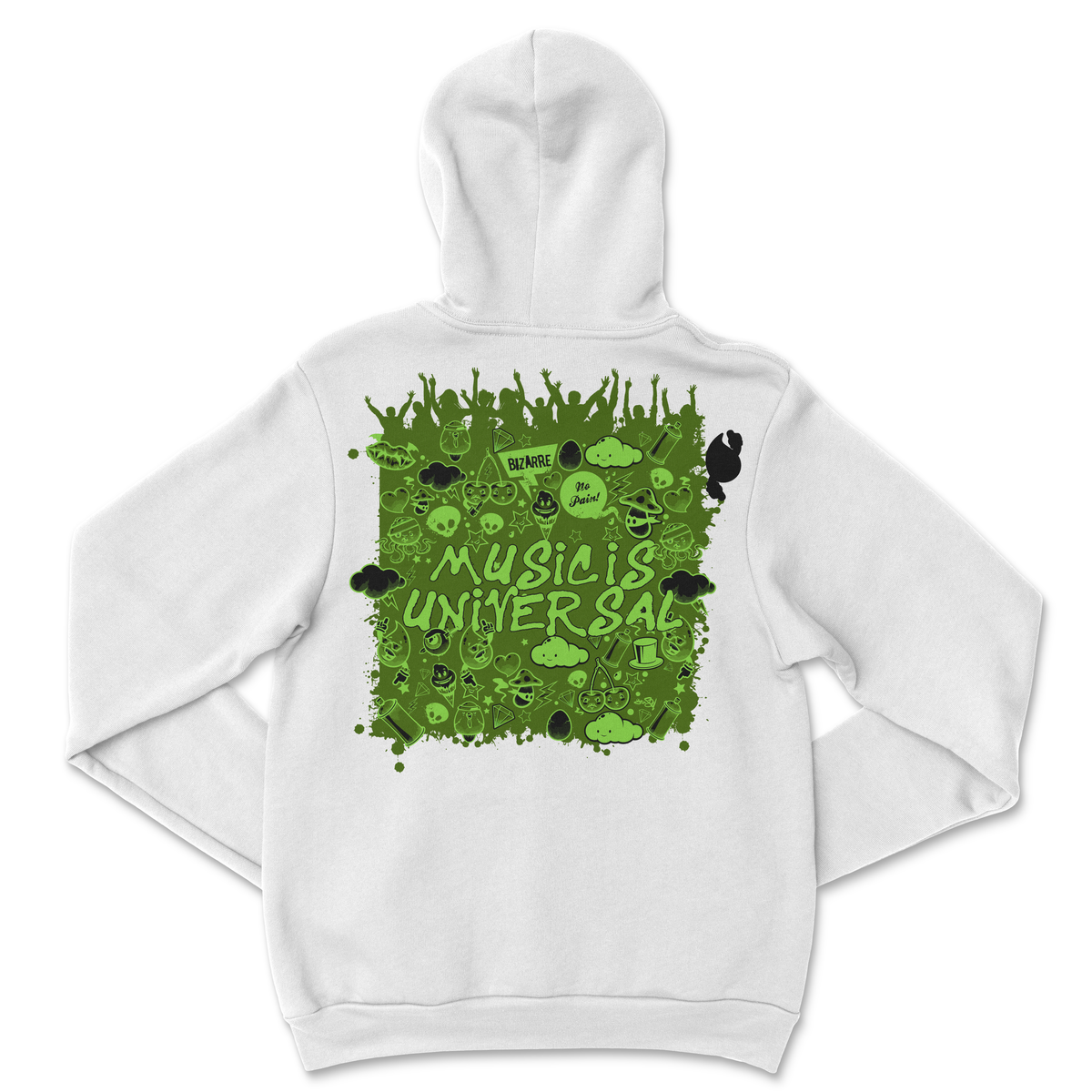 Music is Universal White/Green Unisex Hoodie - OnlyArtistsOfficial