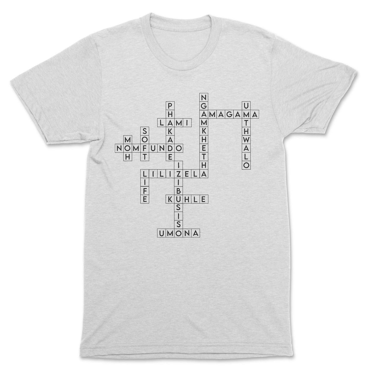 Nomfundo Moh - Crossword Grey Crew Neck T-Shirt - OnlyArtistsOfficial