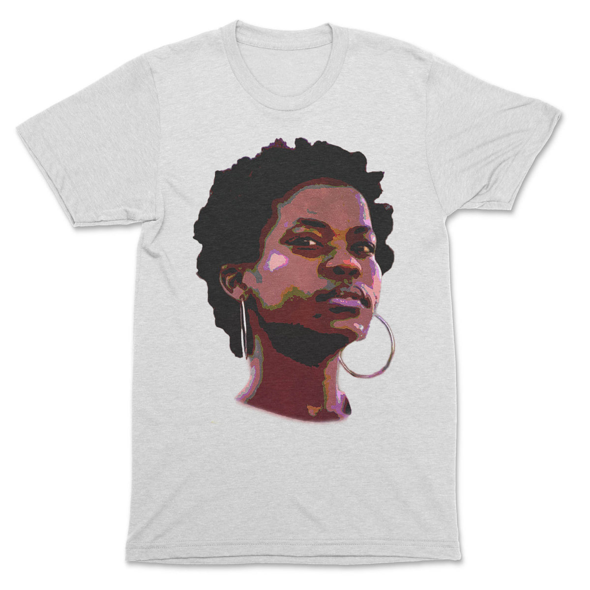 Nomfundo Moh - Face Graphic White Crew Neck T-Shirt - OnlyArtistsOfficial