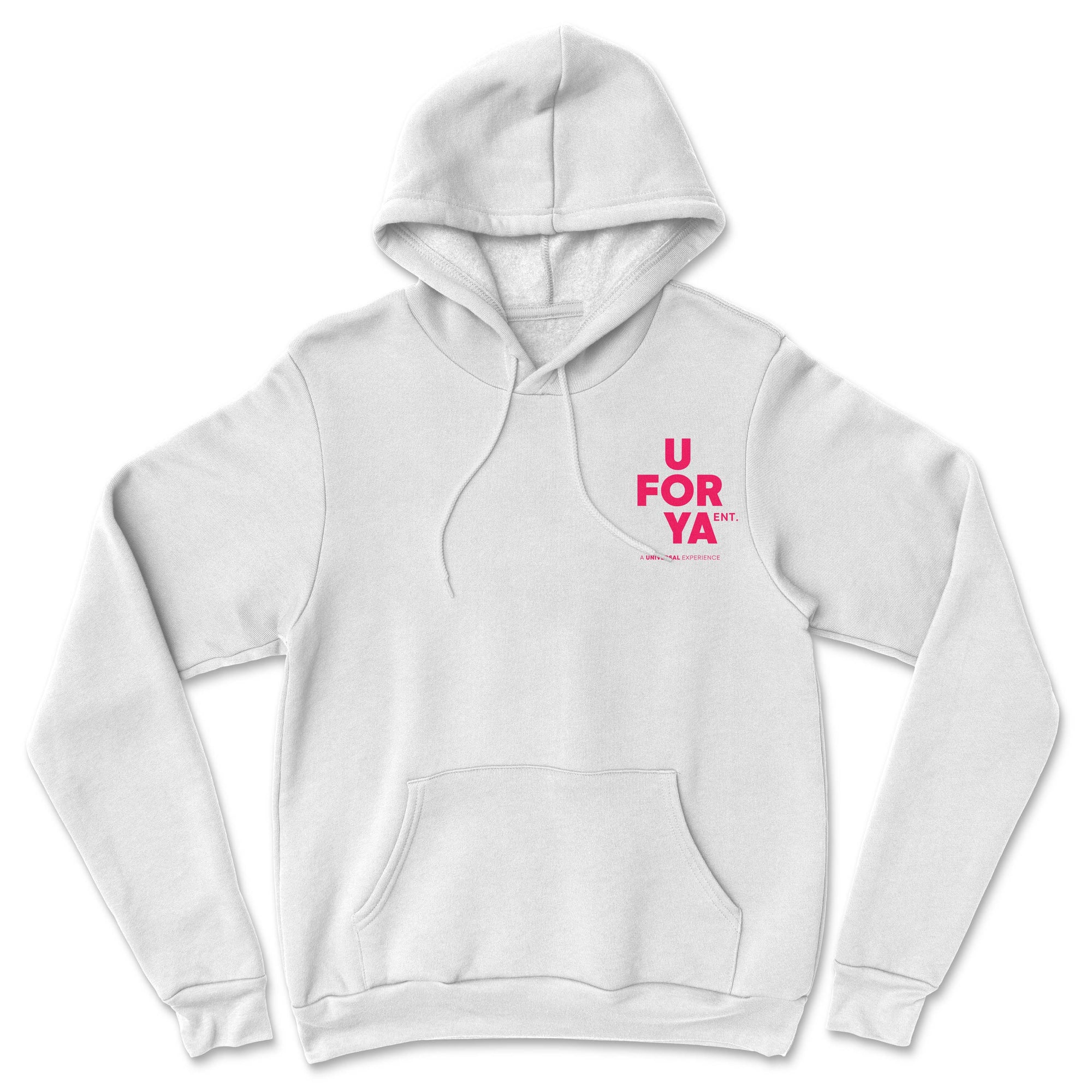 UFORYA - Magenta Logo Unisex White Hoodie - OnlyArtistsOfficial